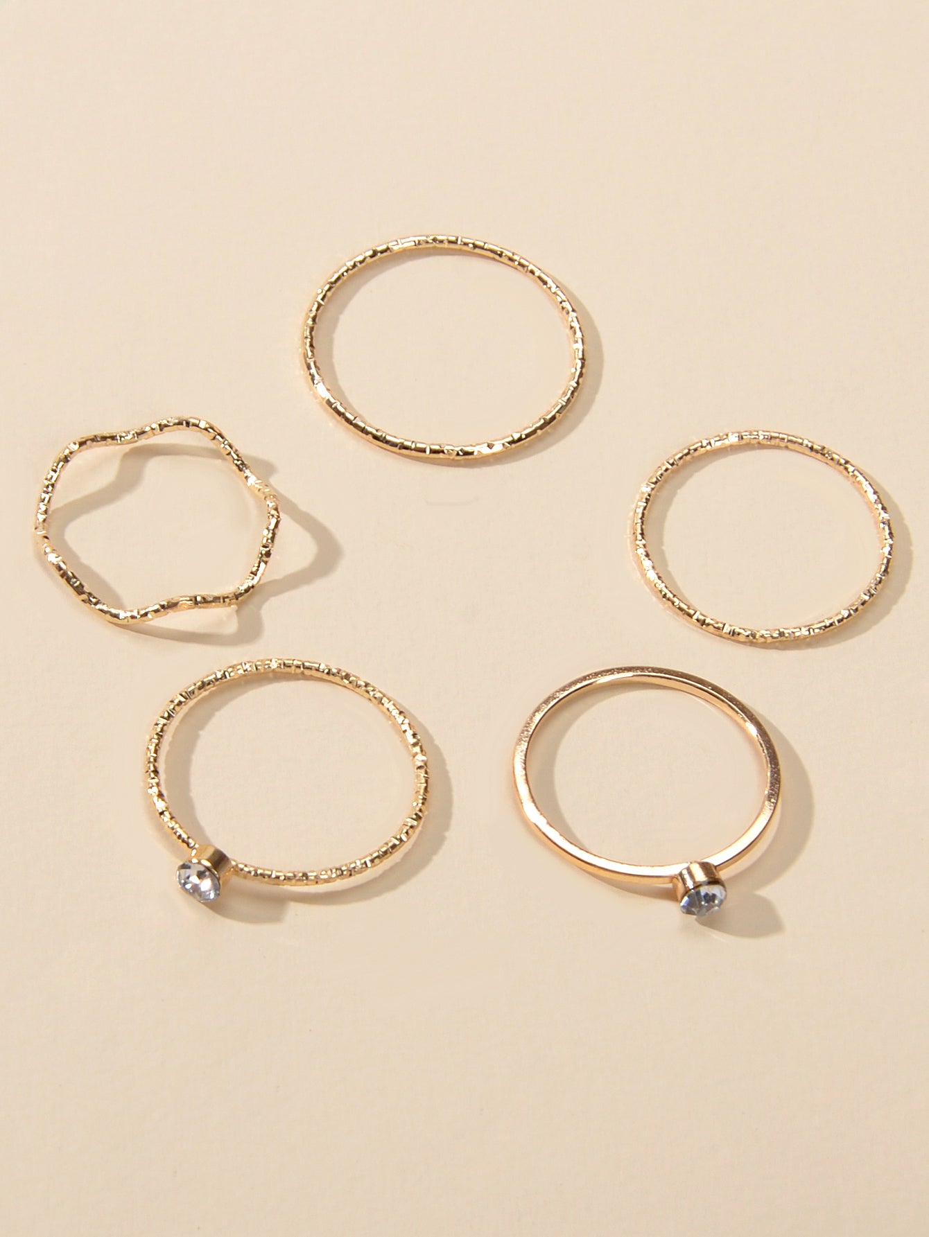 Jewellery Set Double Layer Chain Moon Star Necklace Stackable Wave Knuckle Rings