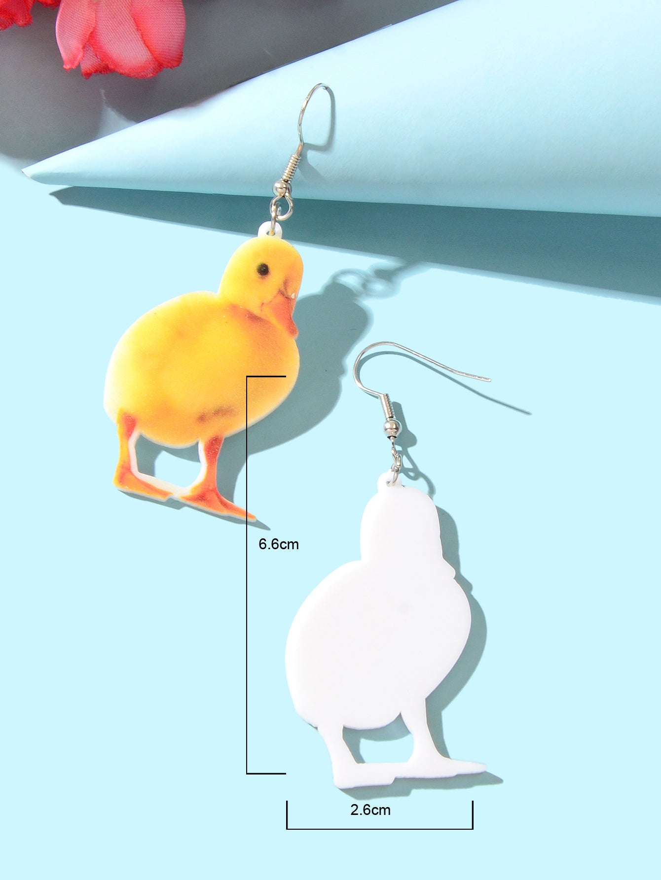 Yellow Acrylic Dangle Kawaii Funky Duckling Earrings Lovely Baby Duck Jewellery