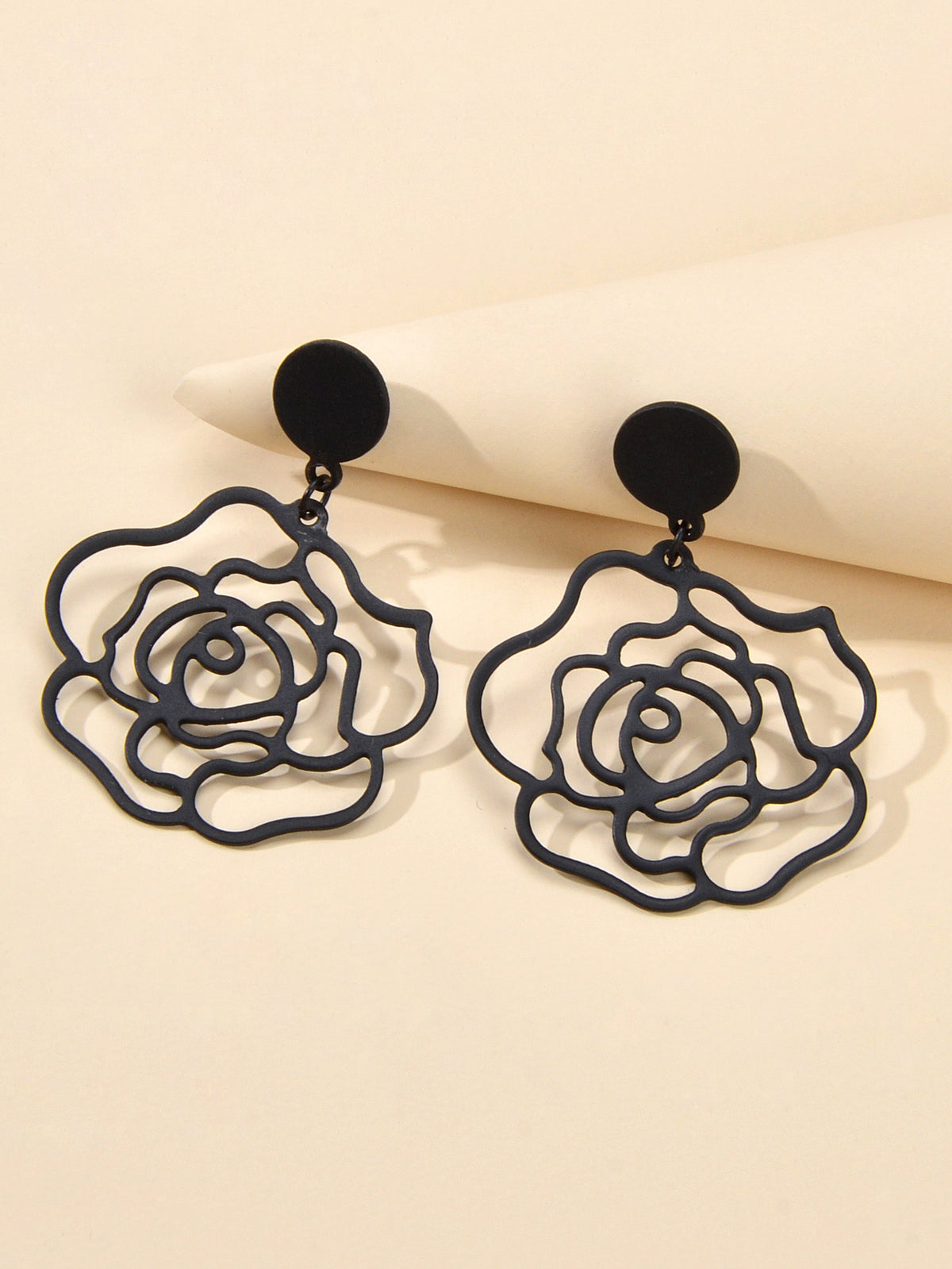 Designer Jewellery Black Hollow out Big Flower Chunky Dangle Party Earrings Gift