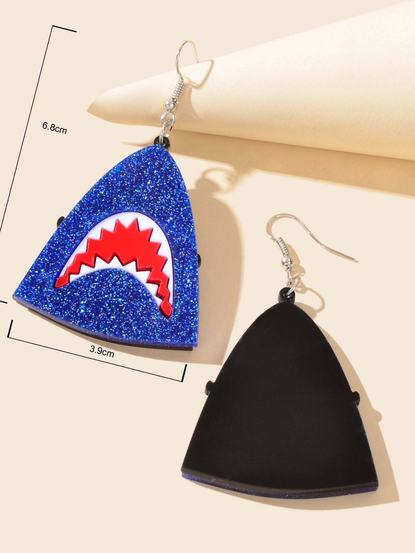 Funny Acrylic Blue Shark Head Earrings Unique Creative Ocean Marine Jewellery