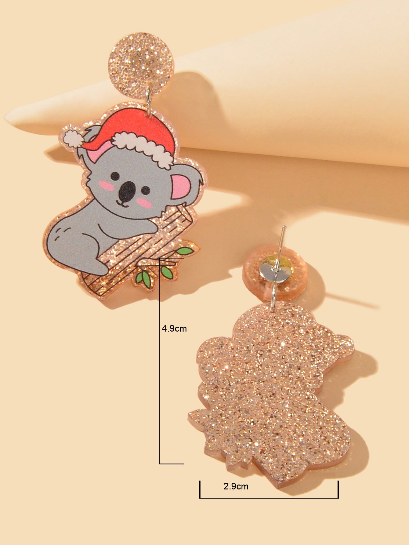 Christmas Gift Series Jewelry Shiny Acrylic Koala Chunky Party Fesvital Earrings