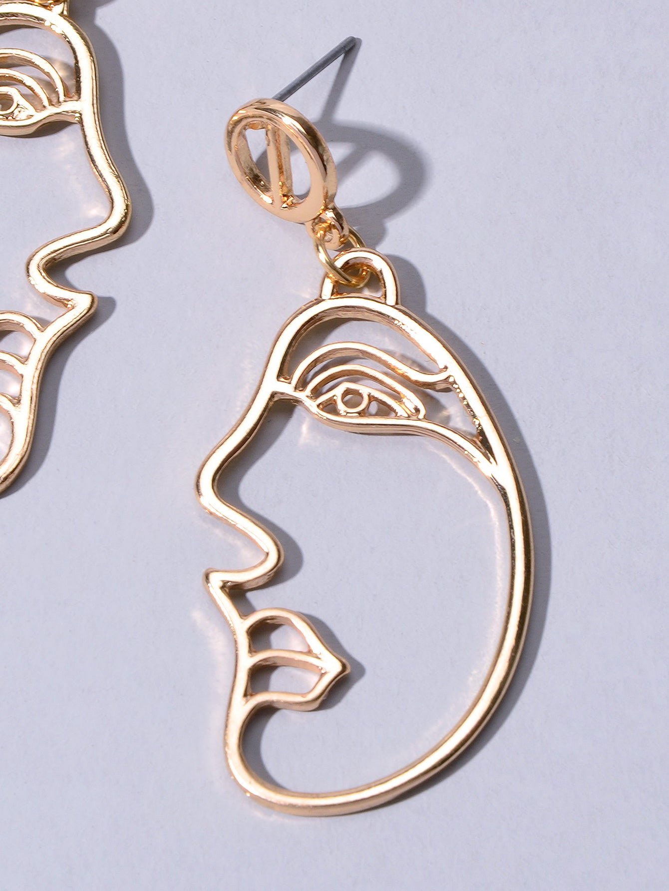 Geometric Punk Gold Metal Face Shape Minimalist Statement Dangle Earrings Party