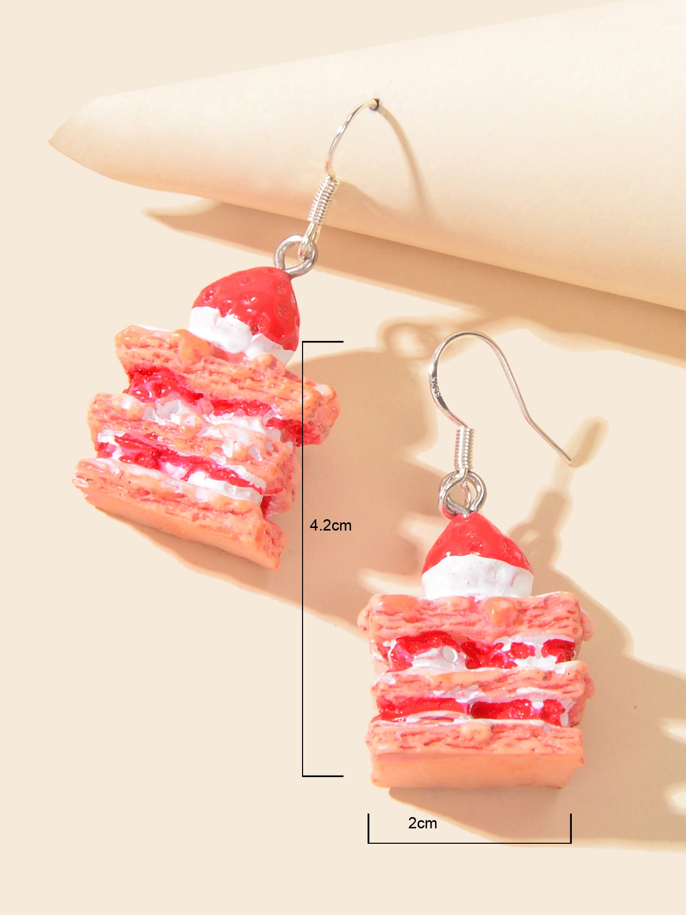 Sweet Pink Strawberry Cake Dangles Drop Earrings Girl Statement Resin Jewelllery