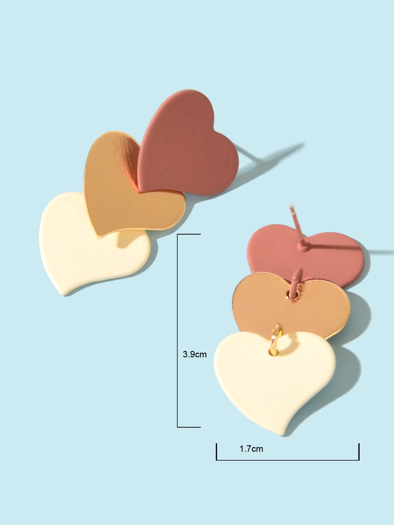 Lightweight Multilevel Love Heart Dangle Personalized Multicolored Earrings Gift