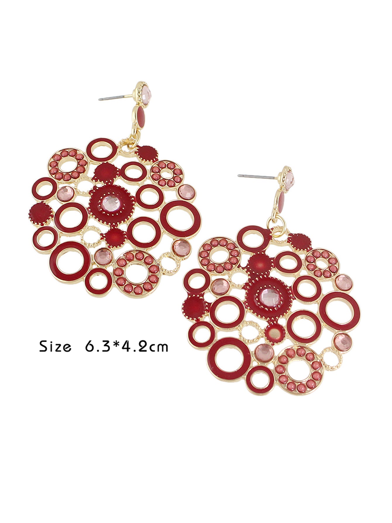 Female Jewellery Rhinestone Colorful Enamel Circle Chunky Party Holiday Earrings