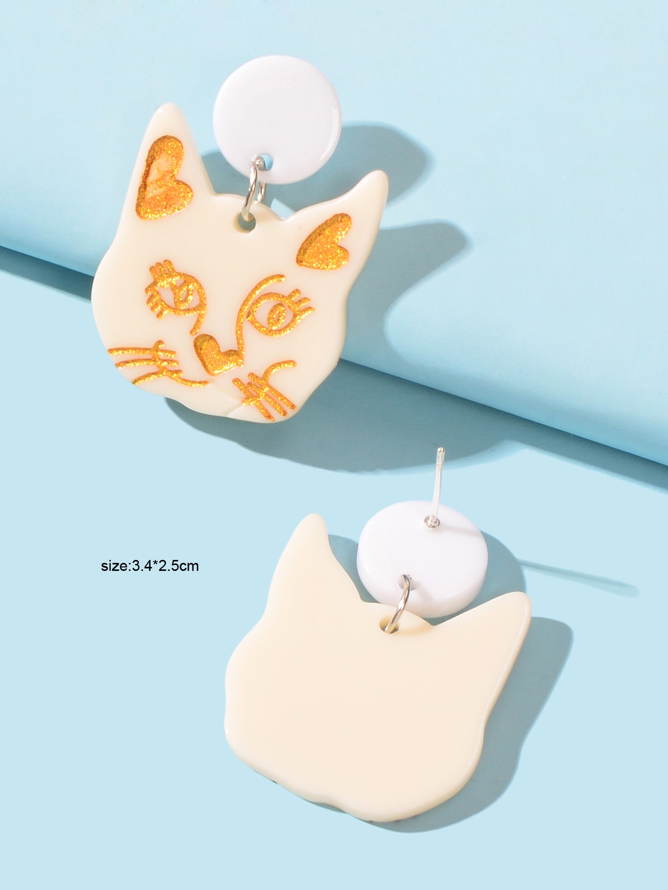 Party Jewellery Gift Black Beige Acrylic Dangle Cute Animal Cartoon Cat Earrings