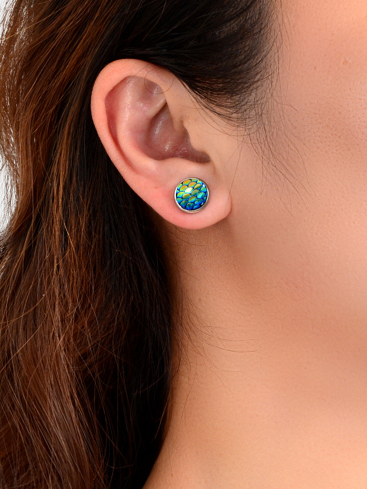 6 Pairs Mixed Candy Colour Acrylic Shiny Round Small Stud Piercing Earrings set