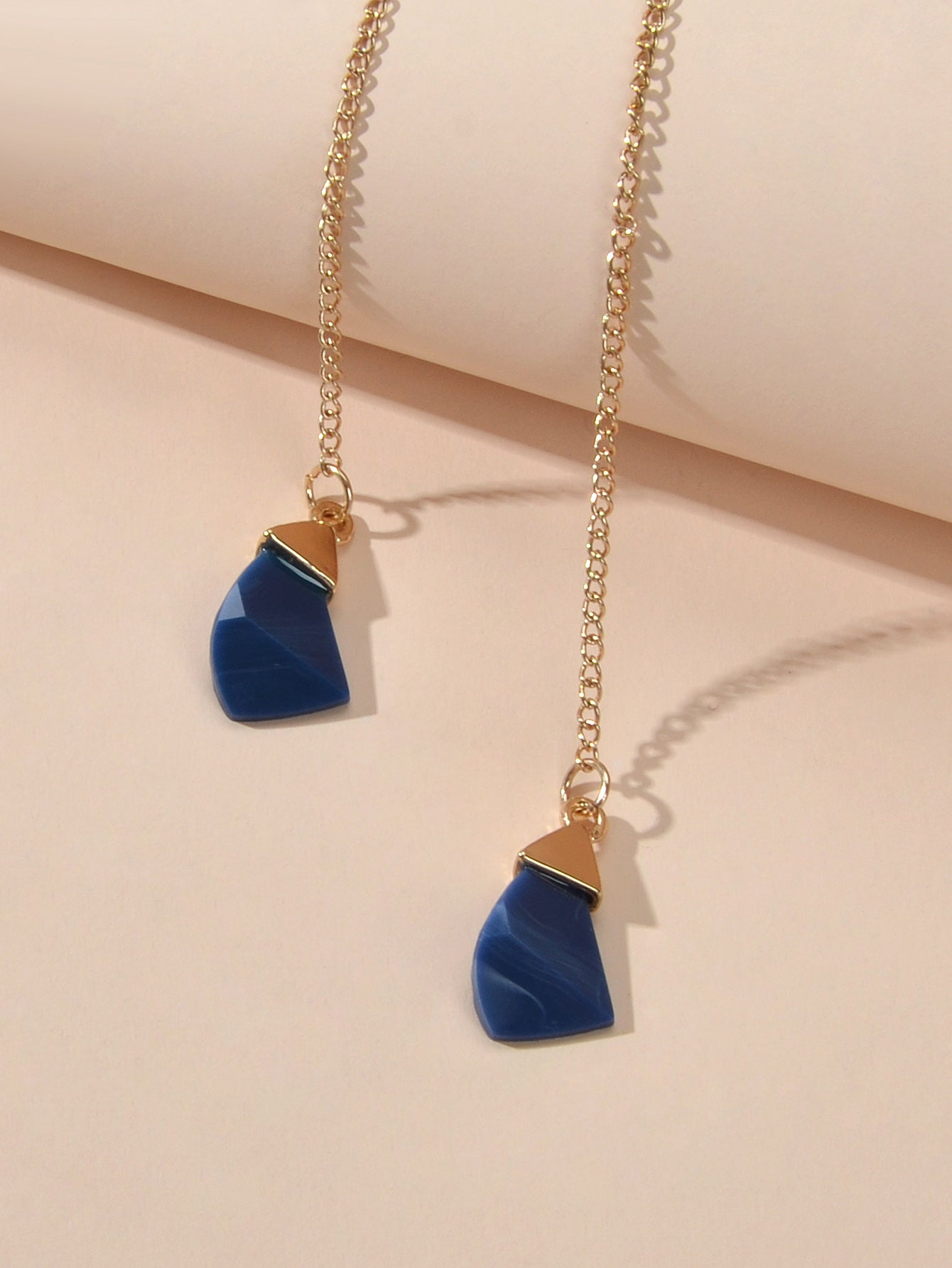 Ethnic American Jewellery Long Chain Black White Stone Boho Chic Dangle Earrings