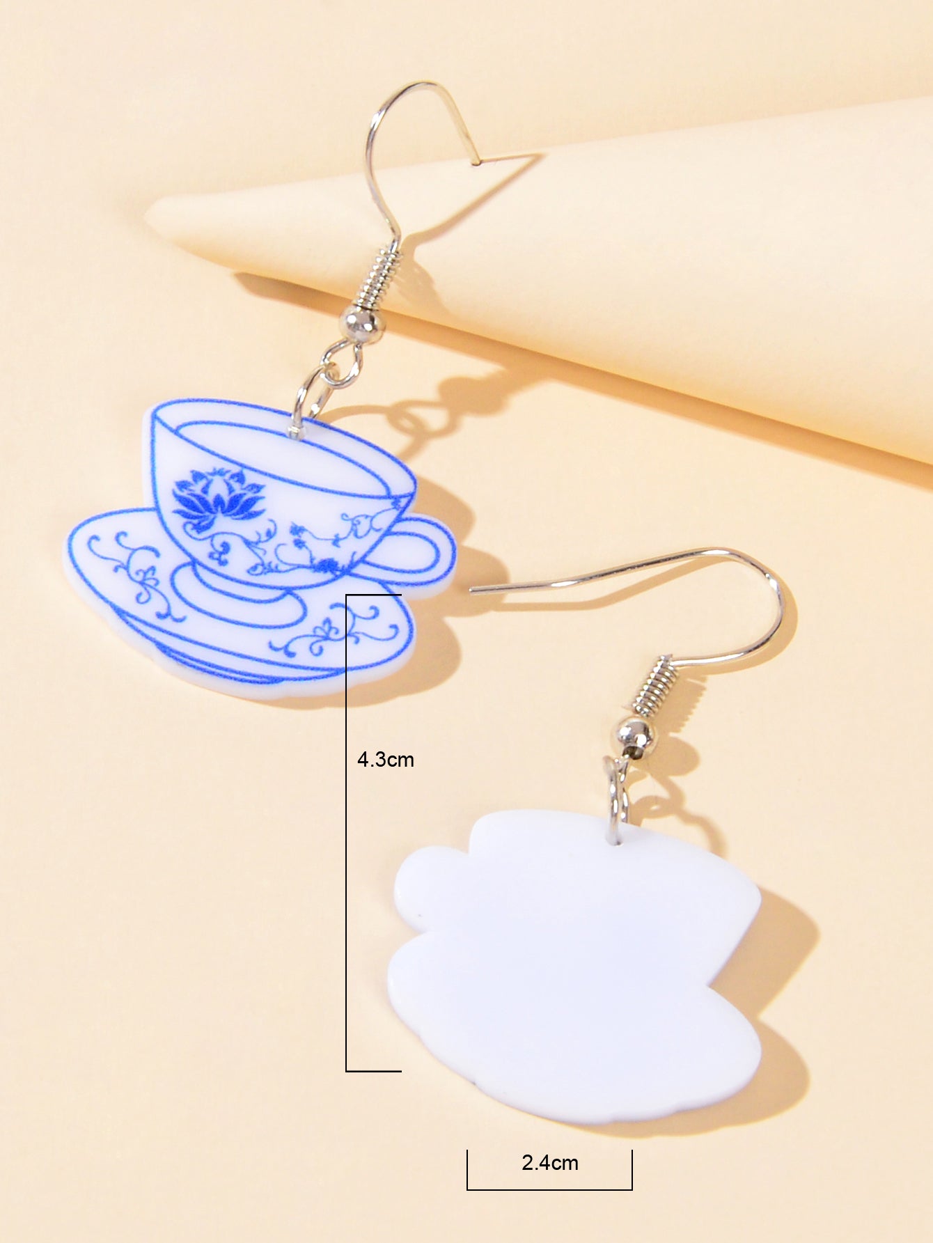 Ethnic Traditional Jewellery Blue and White Porcelain Bowl Dangle Earrings Gift