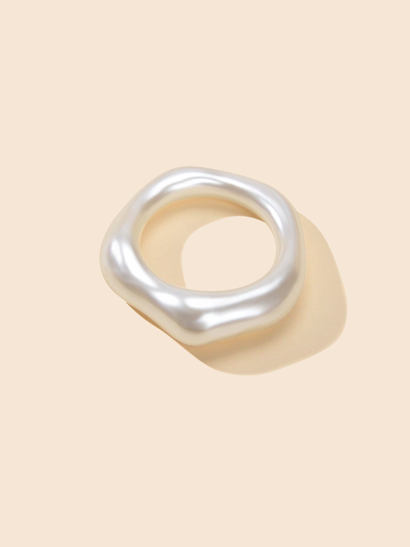 Retro Faux Pearl Square Geometric Engagement Finger Ring Wedding Party Wear Gift
