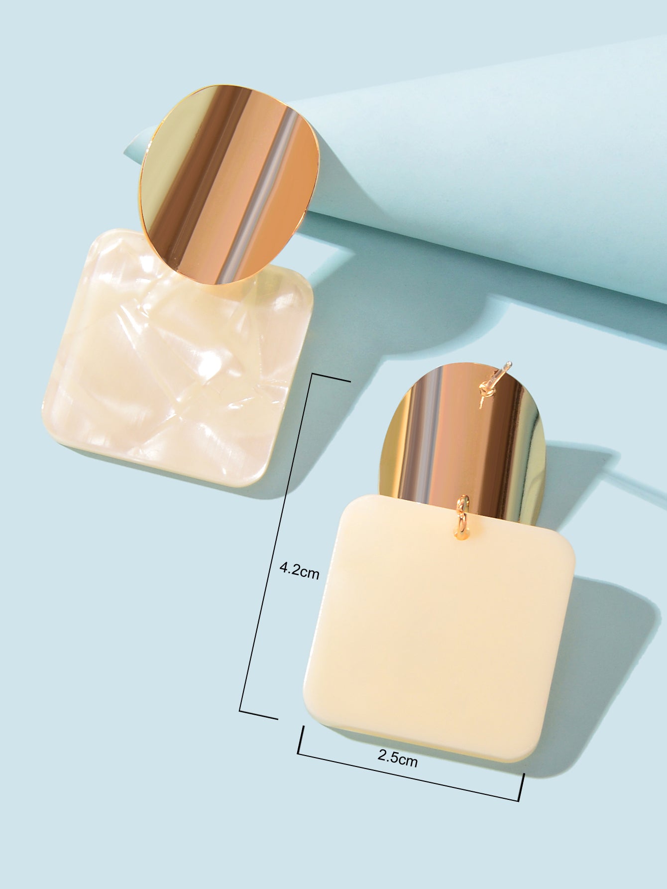 Korean Gold Square Geometric Acrylic Stud Costume Earrings Female Party Jewelry