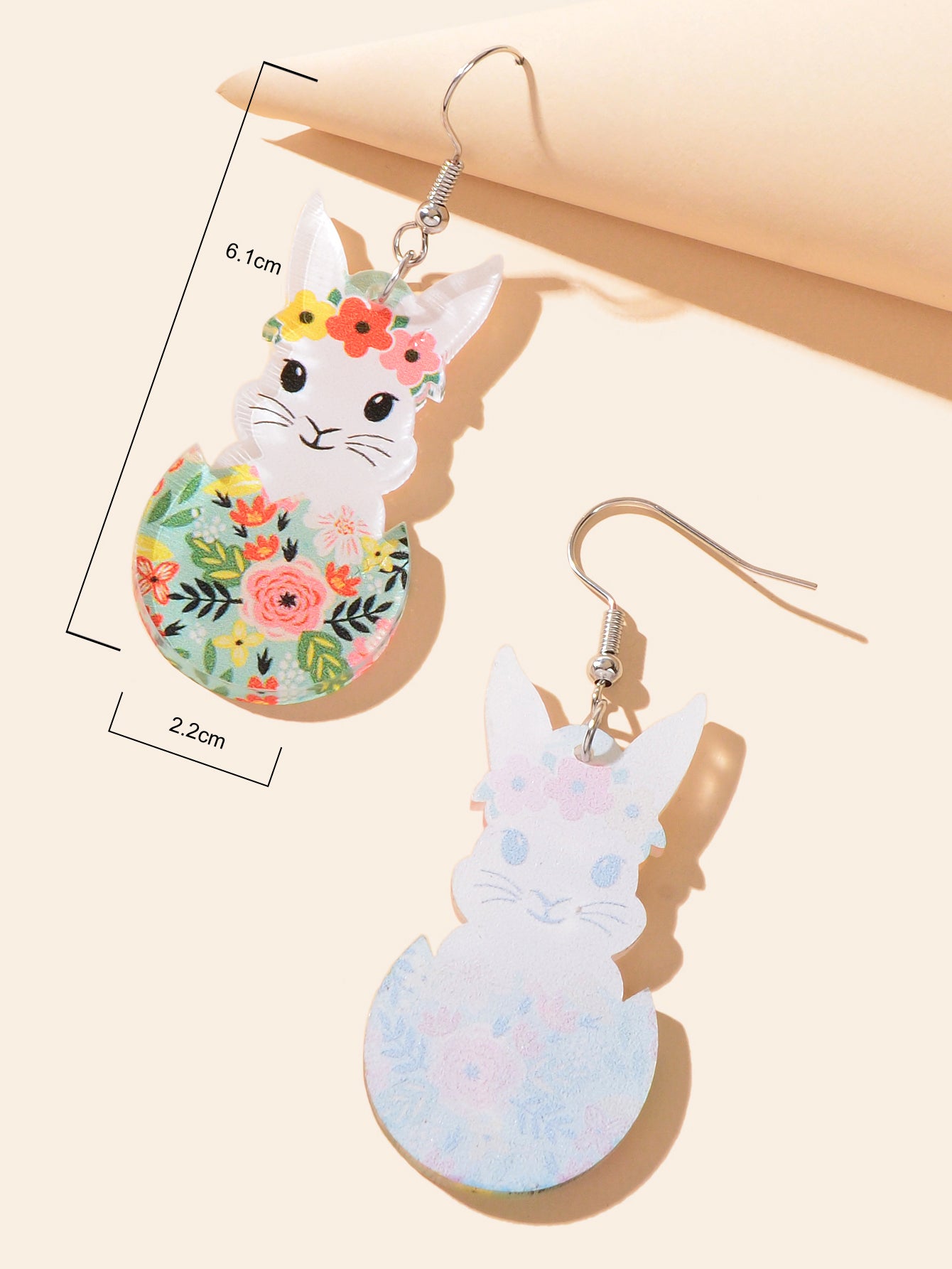 1 Pair Novelty Trendy Easter Bunny Eggs Earrings Bohemian Rabbit Ear Jewellery