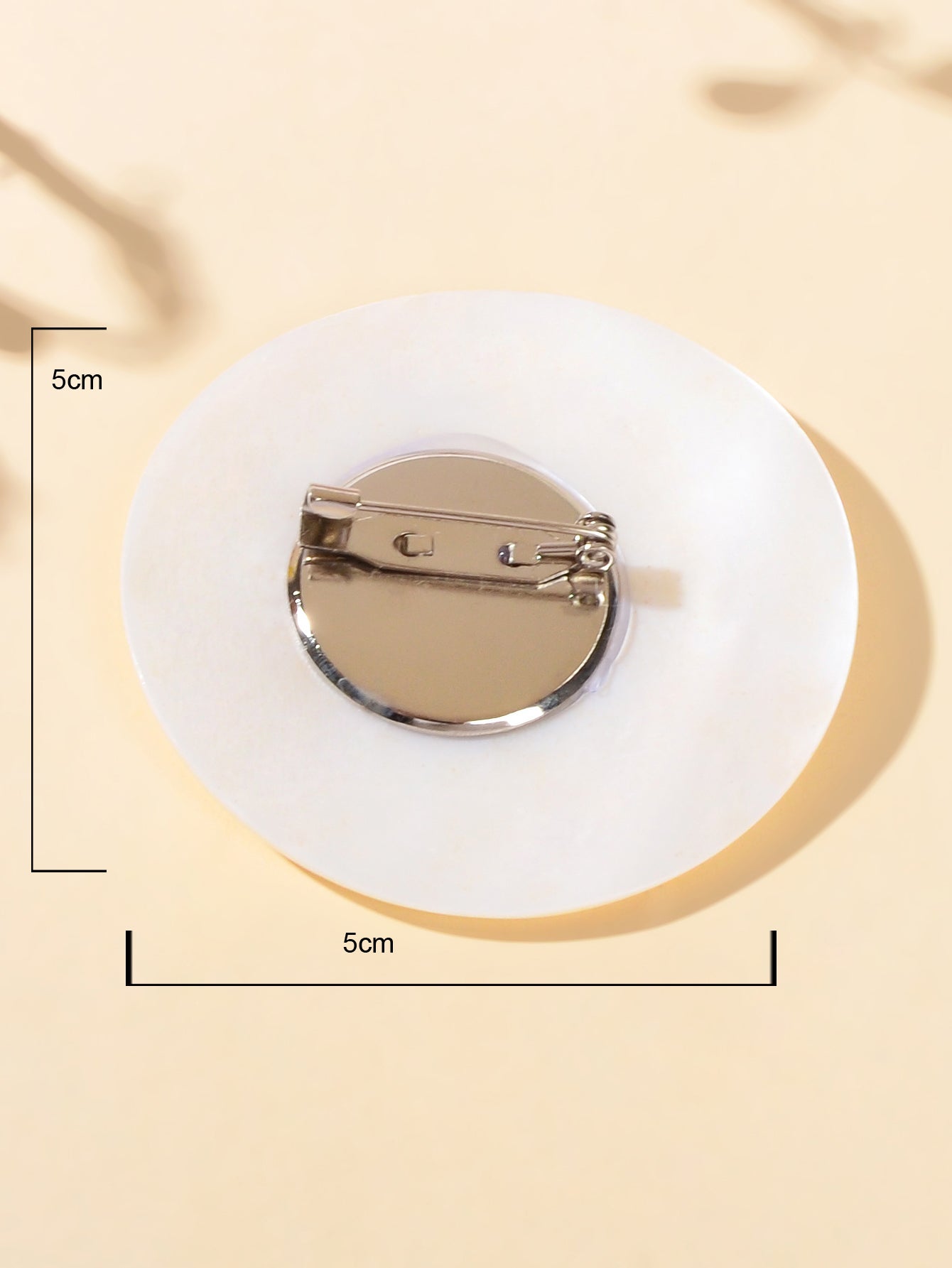 Boho Chic White Shell Round Brooch Scarf Lapel Pin Safety Pin Holiday Accessory