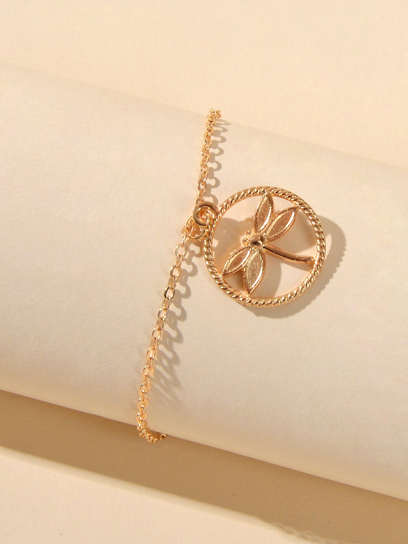 Ladies Jewellery Gold Silver Chain Circle Dragonfly Charm Friendship Bracelet