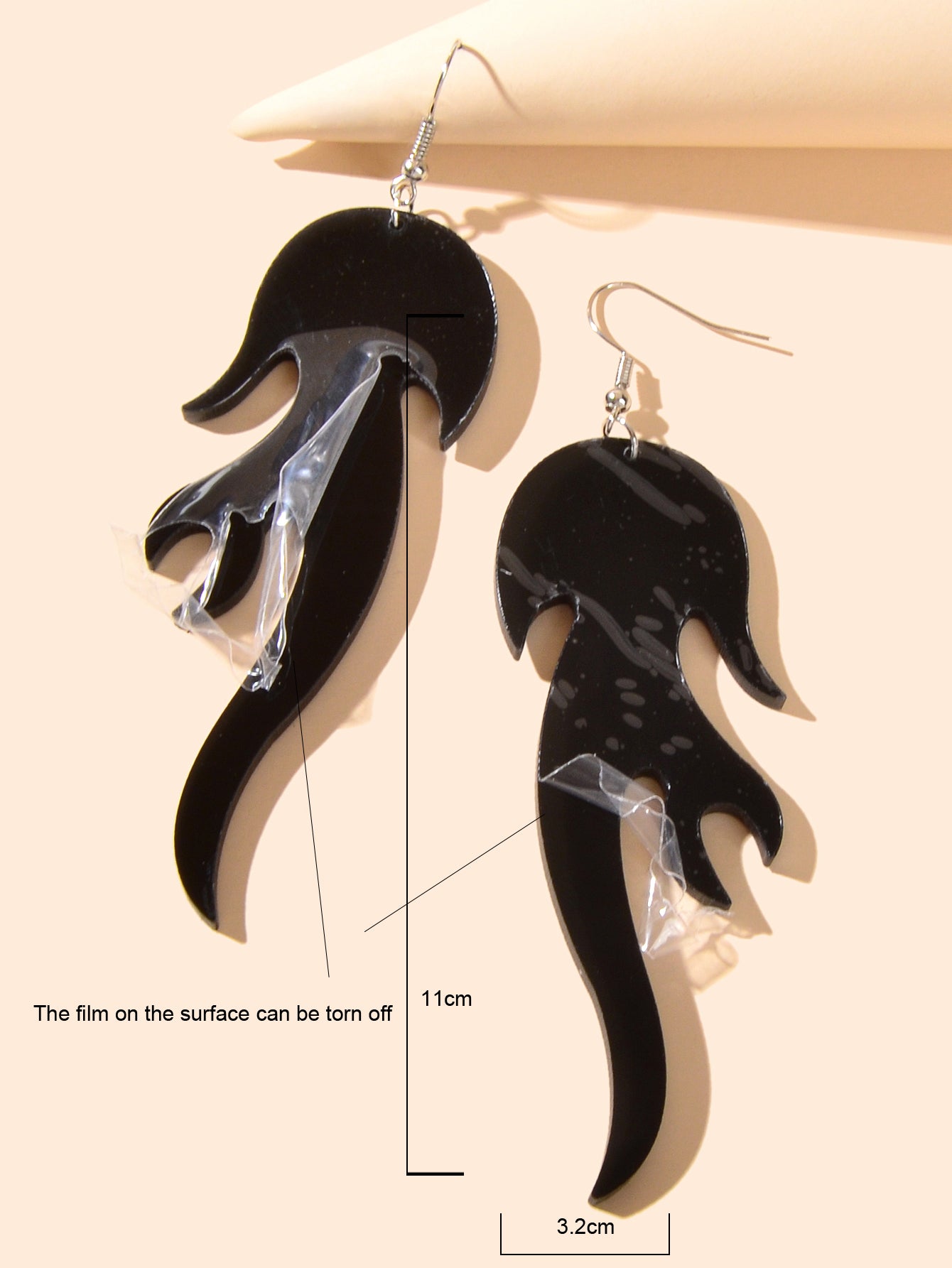 Hip Hop Punk Style Korean Red Acrylic Fire Big Statement Dangle Trendy Earrings