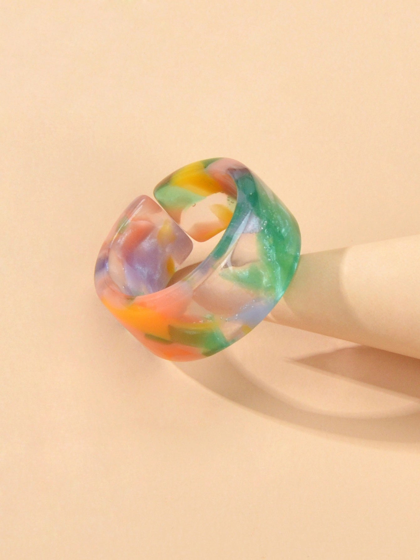 Transparent Acrylic Geometric Finger Chunky Ring Boho Chic Cuff Ring Band Gift