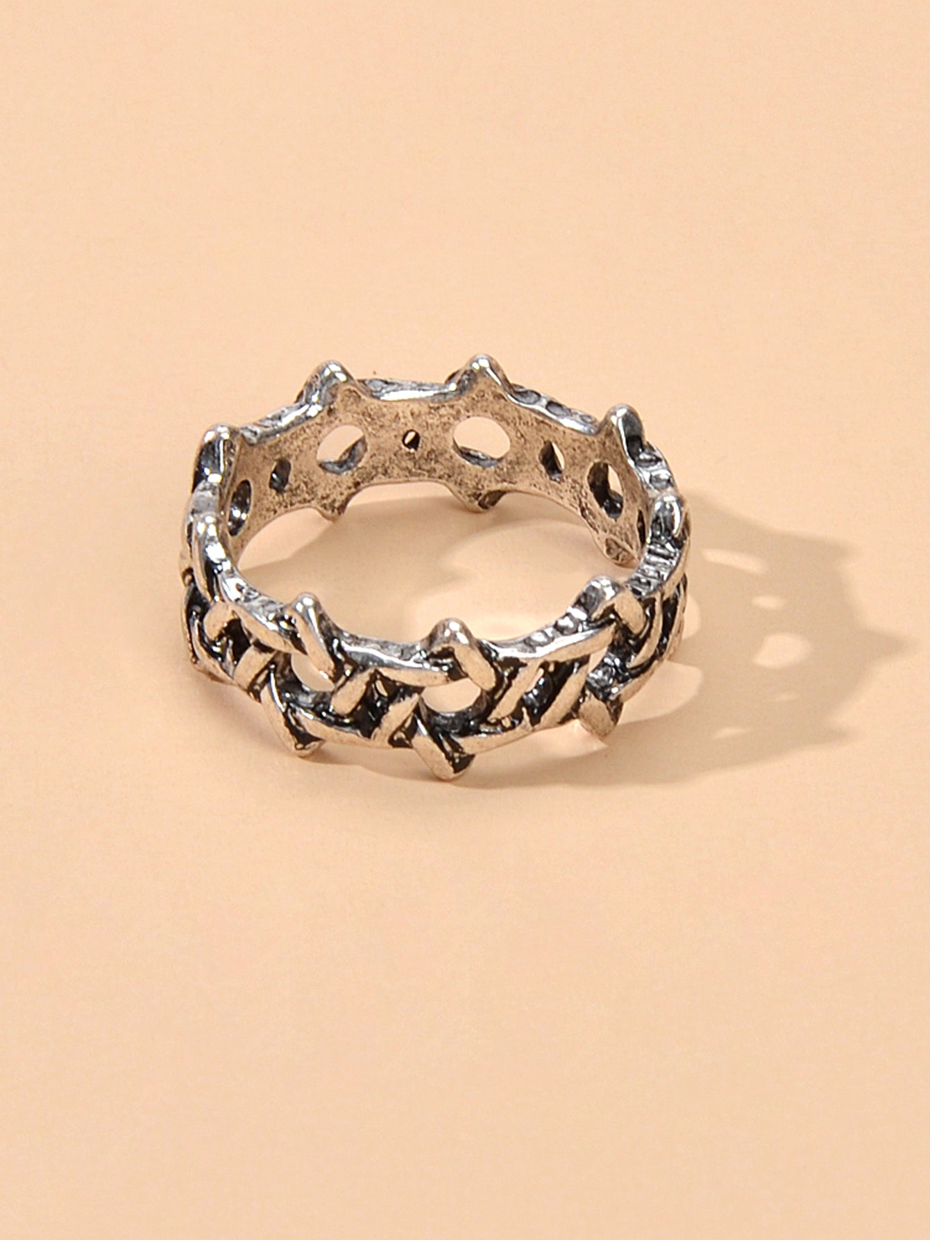 Hip Hop Punk Gothic Jewellery Antique Silver Geometric Finger Ring Women Band