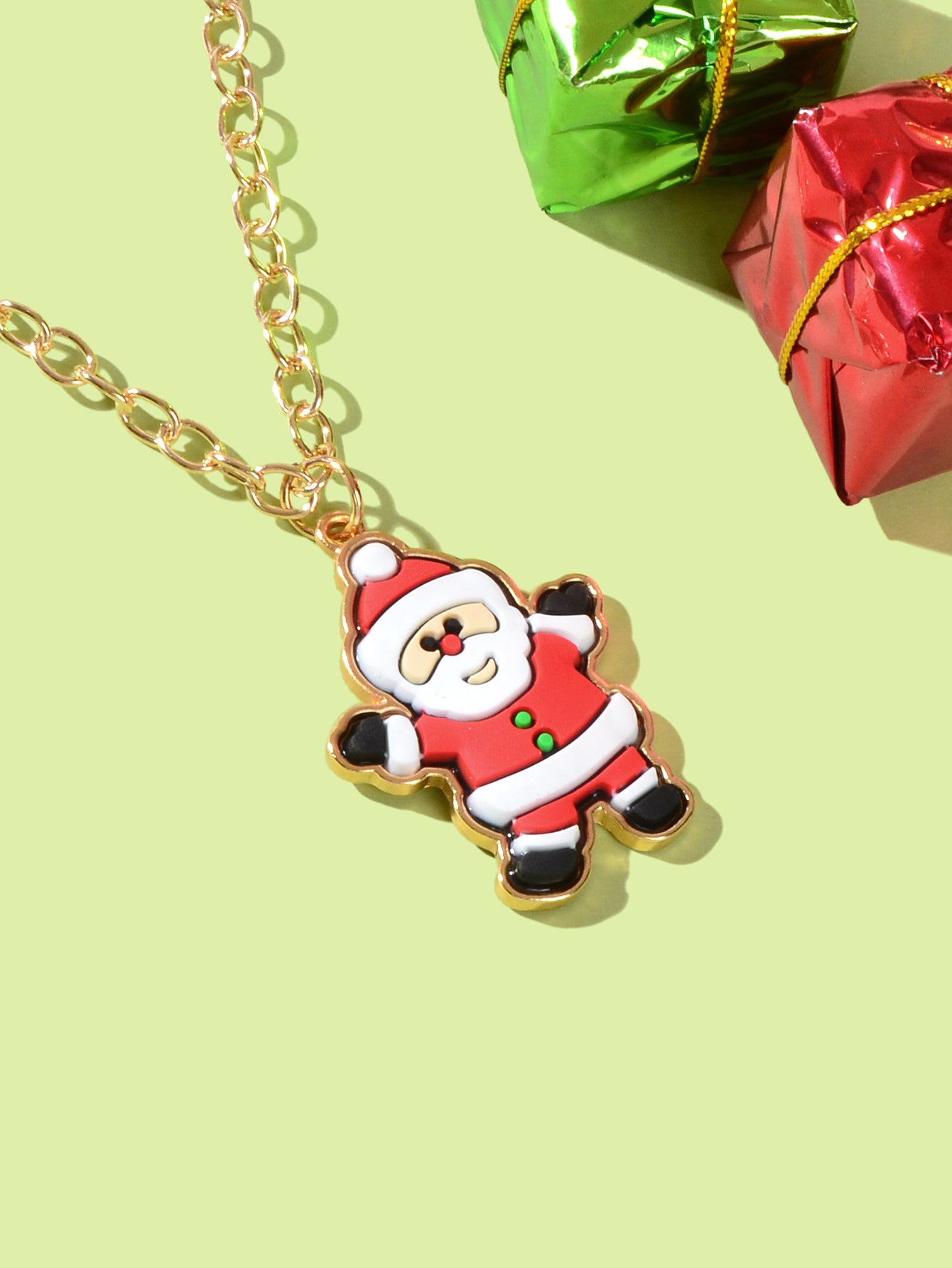 Santa Claus Pendant Necklace Christmas Ornaments Jewellery Girls Holiday Gift