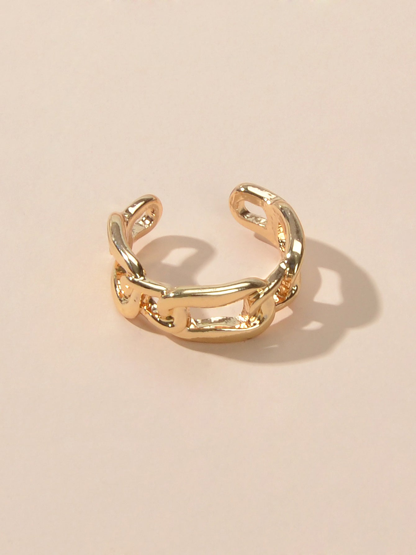 Minimalist Jewelry Metal Lock Chain Design Open Cuff Finger Trendy Ring AU Stock