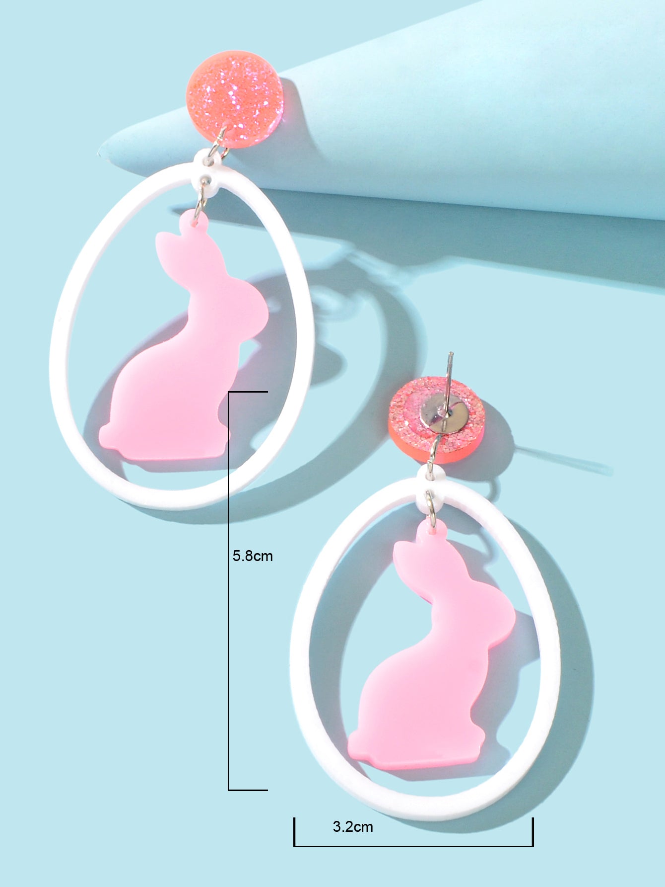 Cute Pink Rabbit Cartoon Animal Acrylic Dangle Aesthetic Lovely Bunny Earrings