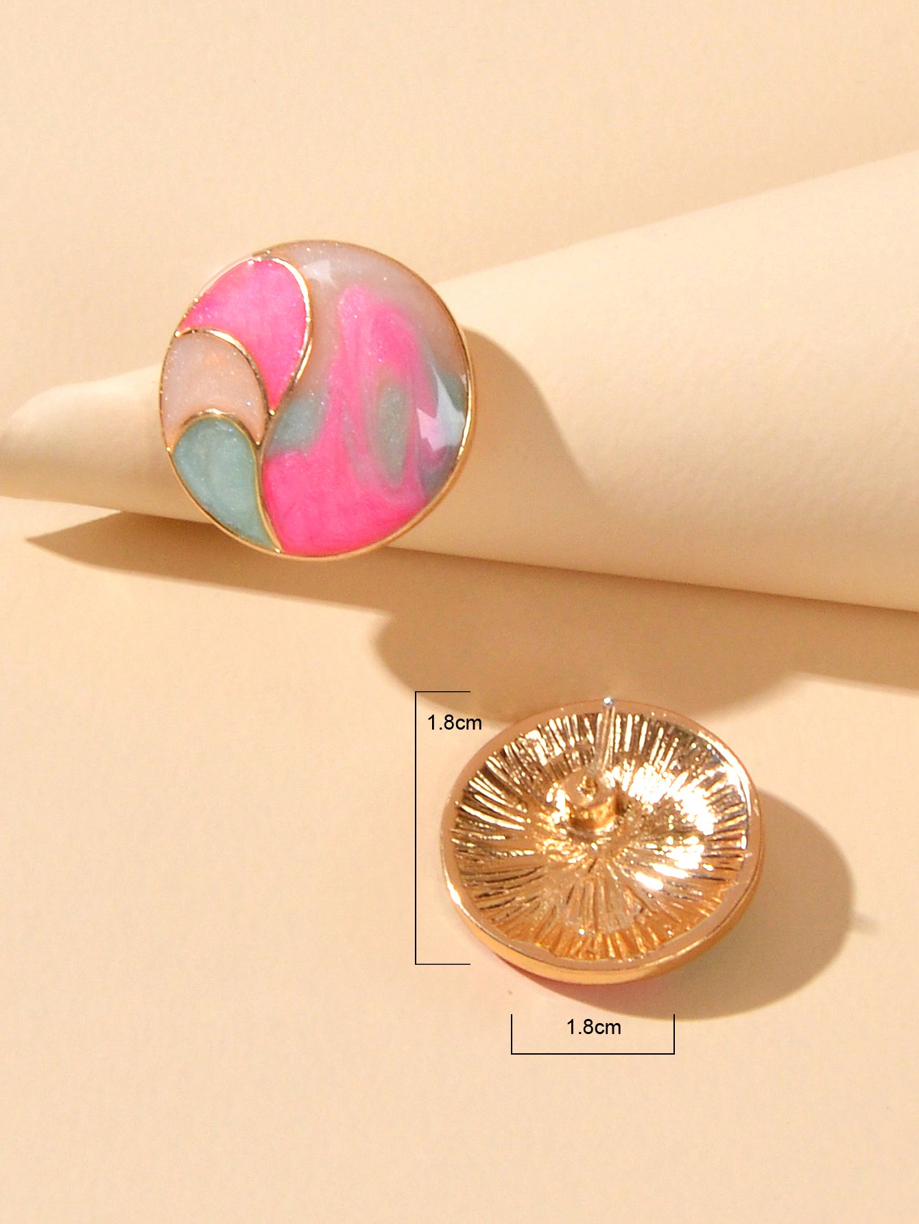 Multi-Colour Enamel Round Hypoallergenic Earrings Studs for Women Sensitive Ear