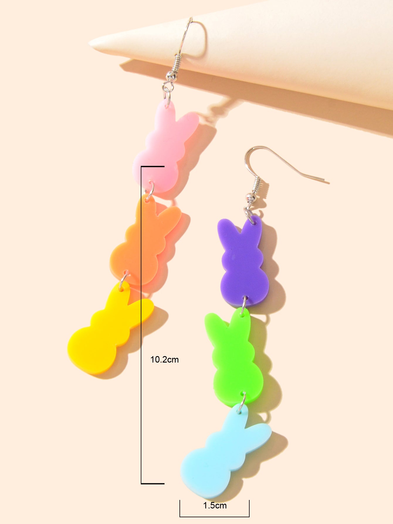 Funny Asymmetrical Colouful Resin Rabbit Hanging Bunny Earrings Animal Jewelry