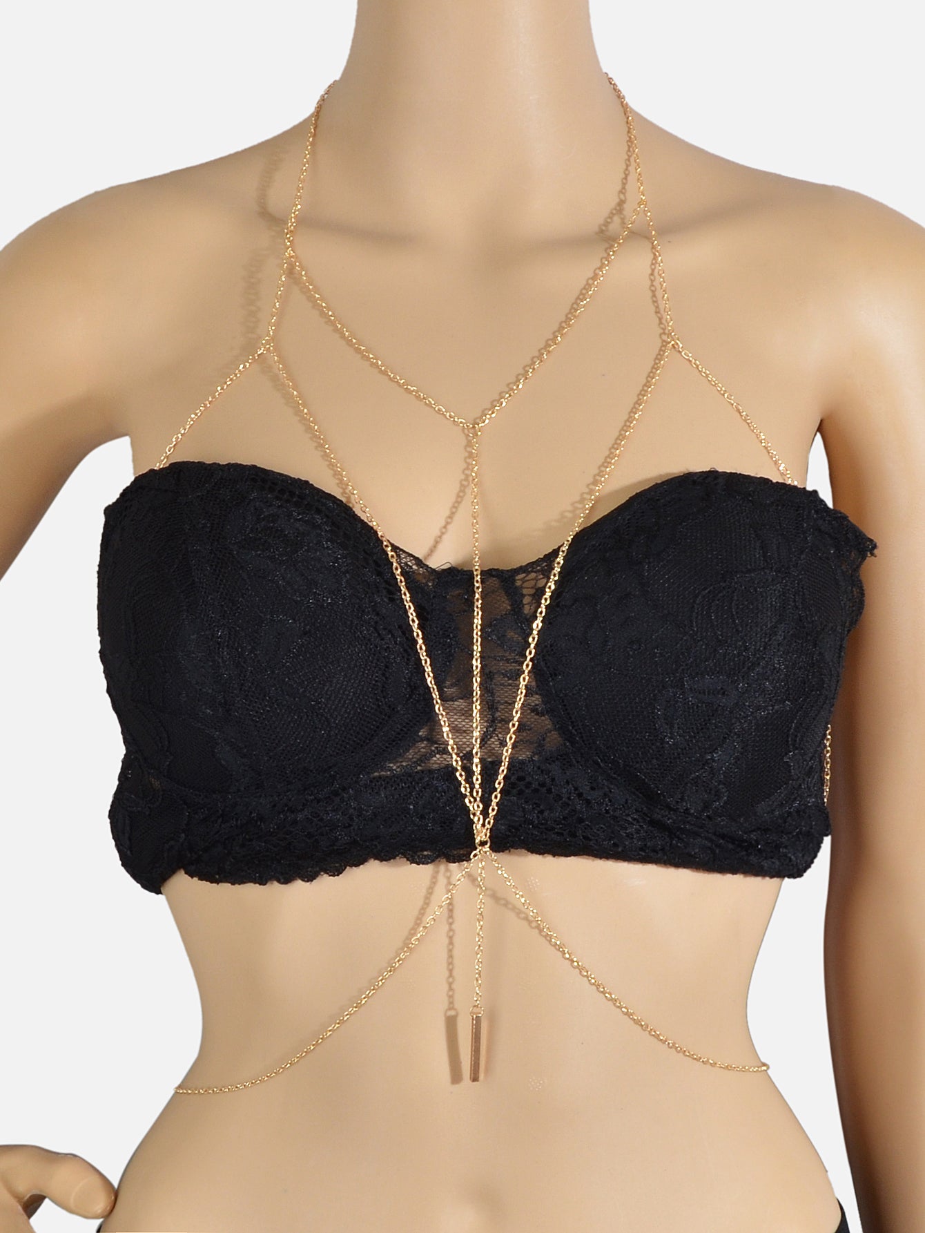 Sexy Gold Bikini Beach Body Chain Layered Chest Harness Belly Waist Jewellery