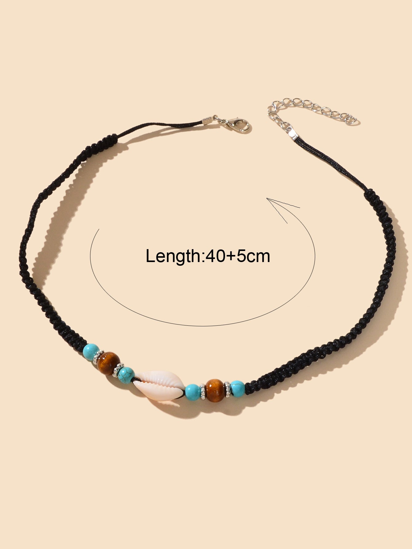 Ethnic Black Rope Handmade Turquoise Beads Shell Collar Necklace African Jewelry