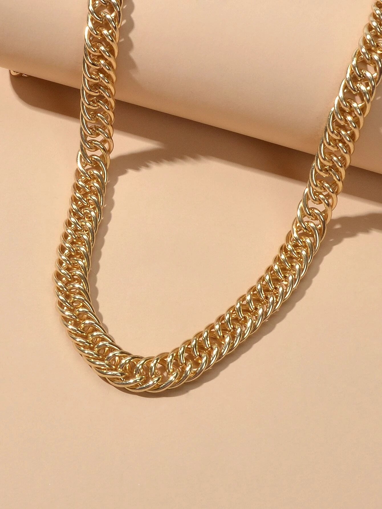Minimalist Gold Chunky Solid Chain Statement Necklace Punk Halloween Jewellery