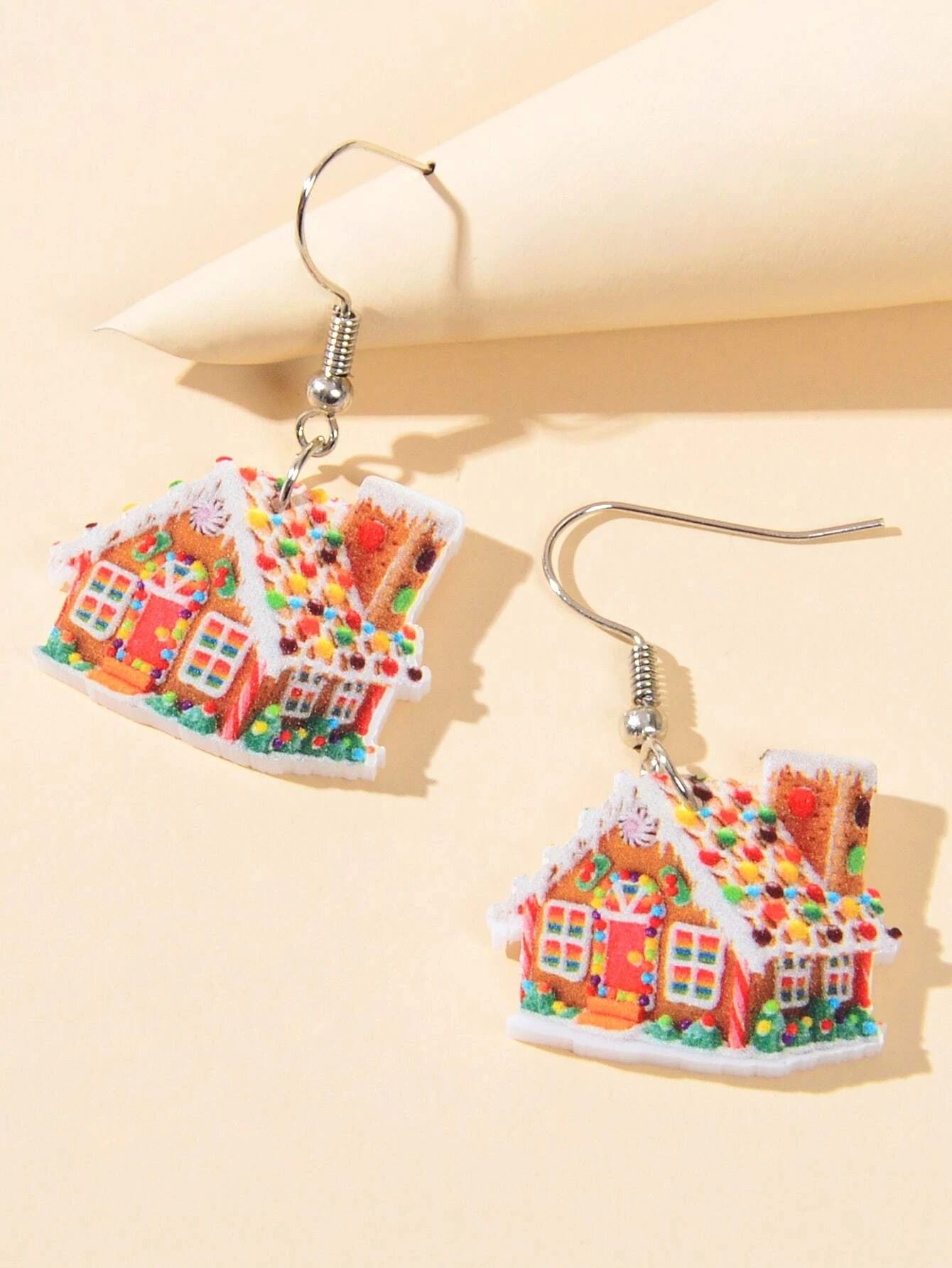 Colorful Christmas Jewellery Snow House Drop Dangle Earrings Party Festival Gift