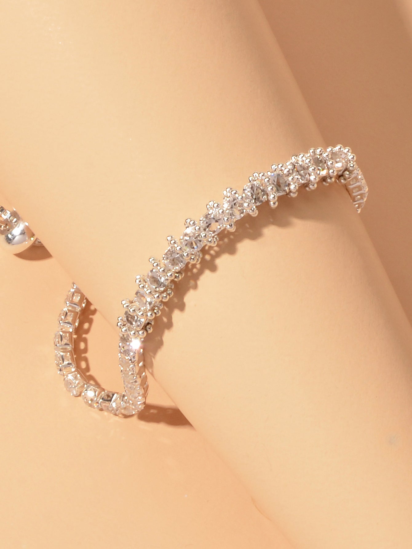Trendy Rhinestone Sparkle Bling Crystal Tennis Bracelet Adjustable Wristband