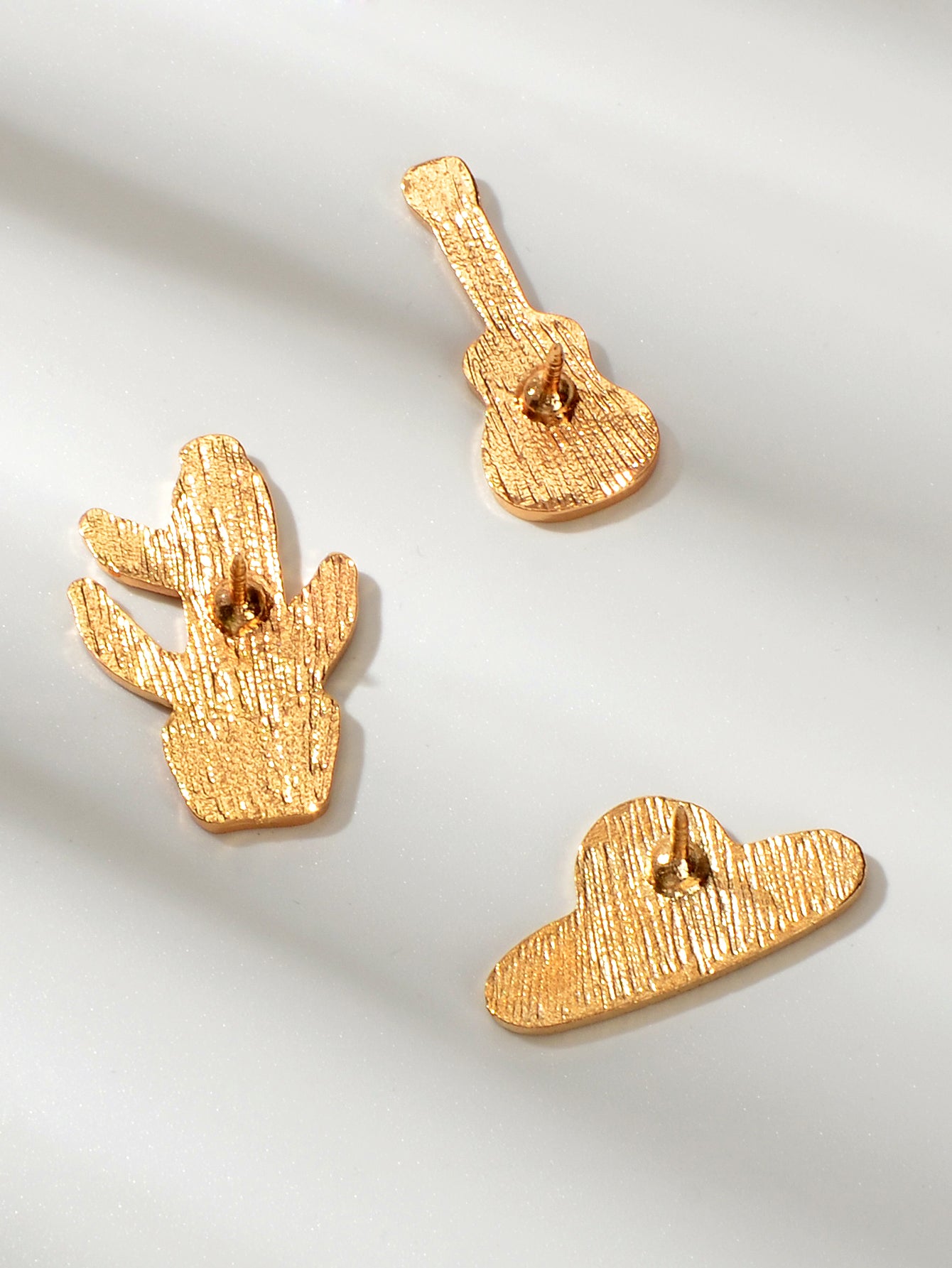 3 pcs Enamel Pin Set Lovely Guitar Cap Cactus Brooch Pins Decorative Lapel Badge