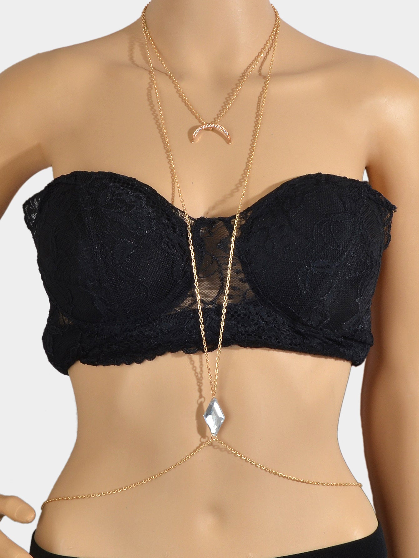 Glamorous Sexy Bikini Beach Body Chain Moon Chest Harness Belly Waist Jewellery