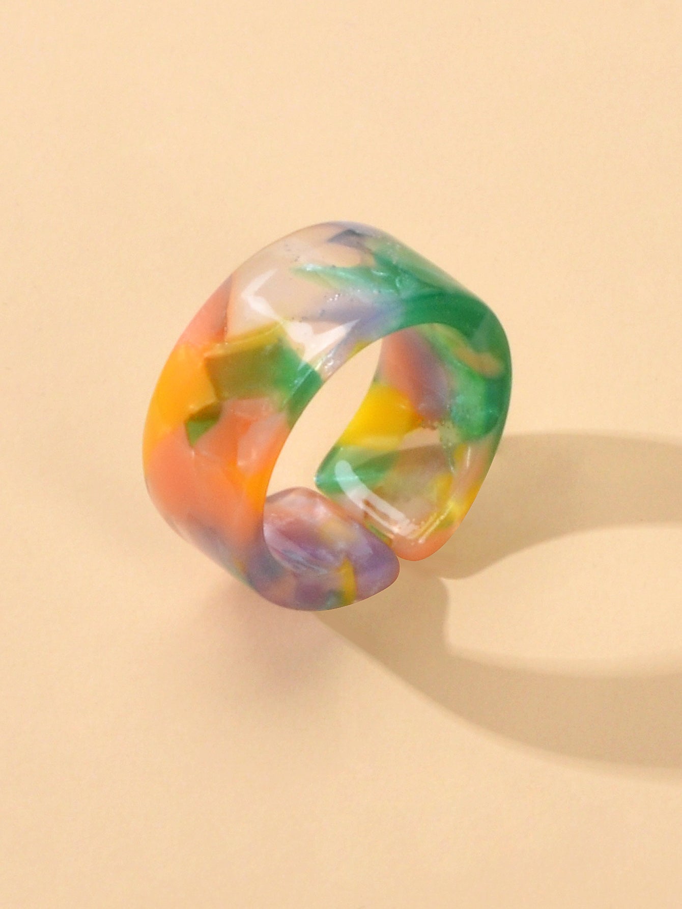 Transparent Acrylic Geometric Finger Chunky Ring Boho Chic Cuff Ring Band Gift