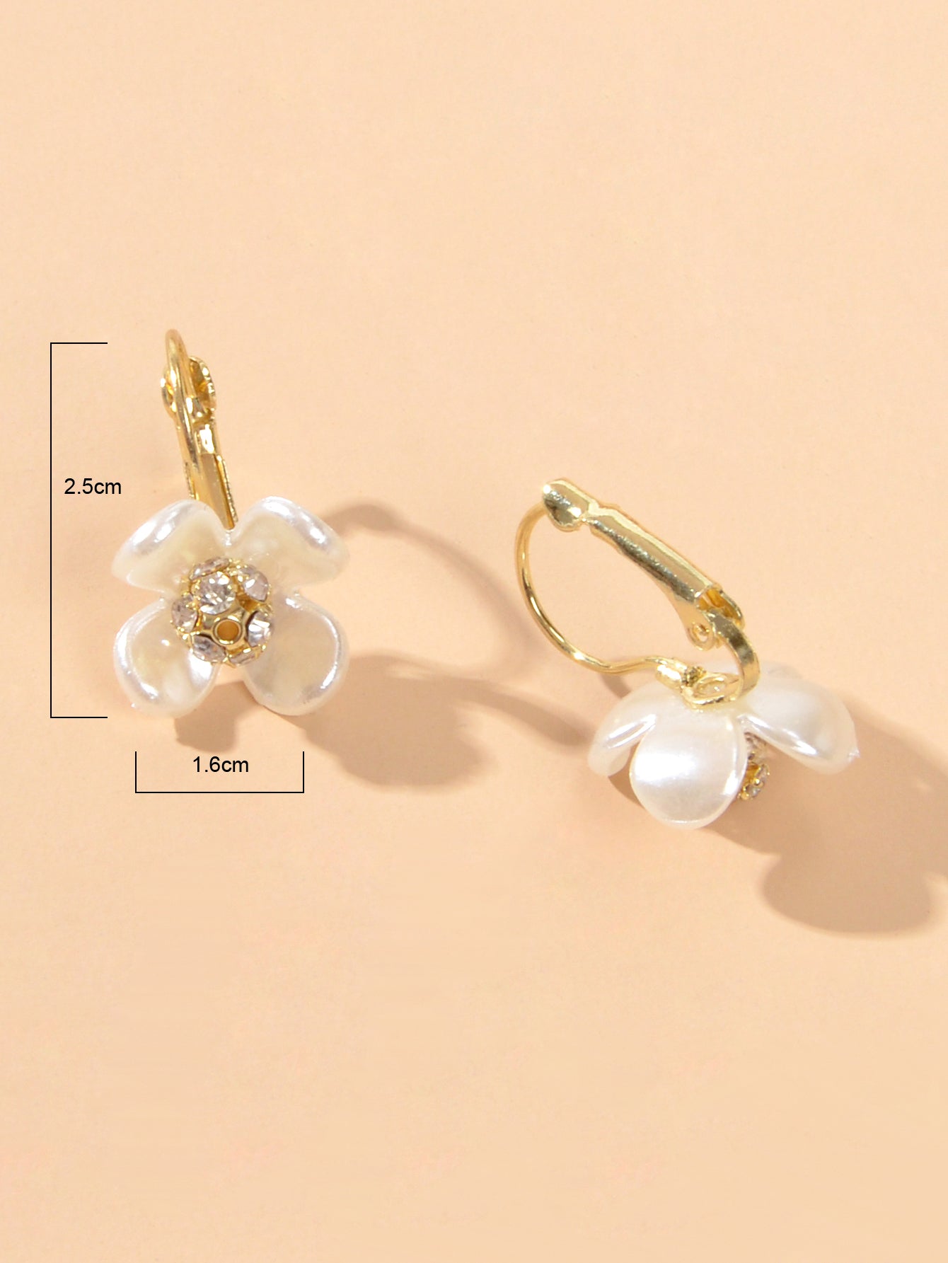 Delicate Jewelry Rhinestone White Resin Flower Hoop Bridal Party Dangle Earrings