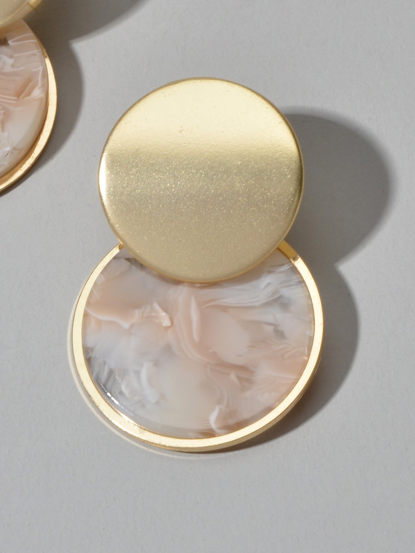 Mottled Resin Round Gold Disc Geometric Stud Multicolour Marbled Drop Earrings