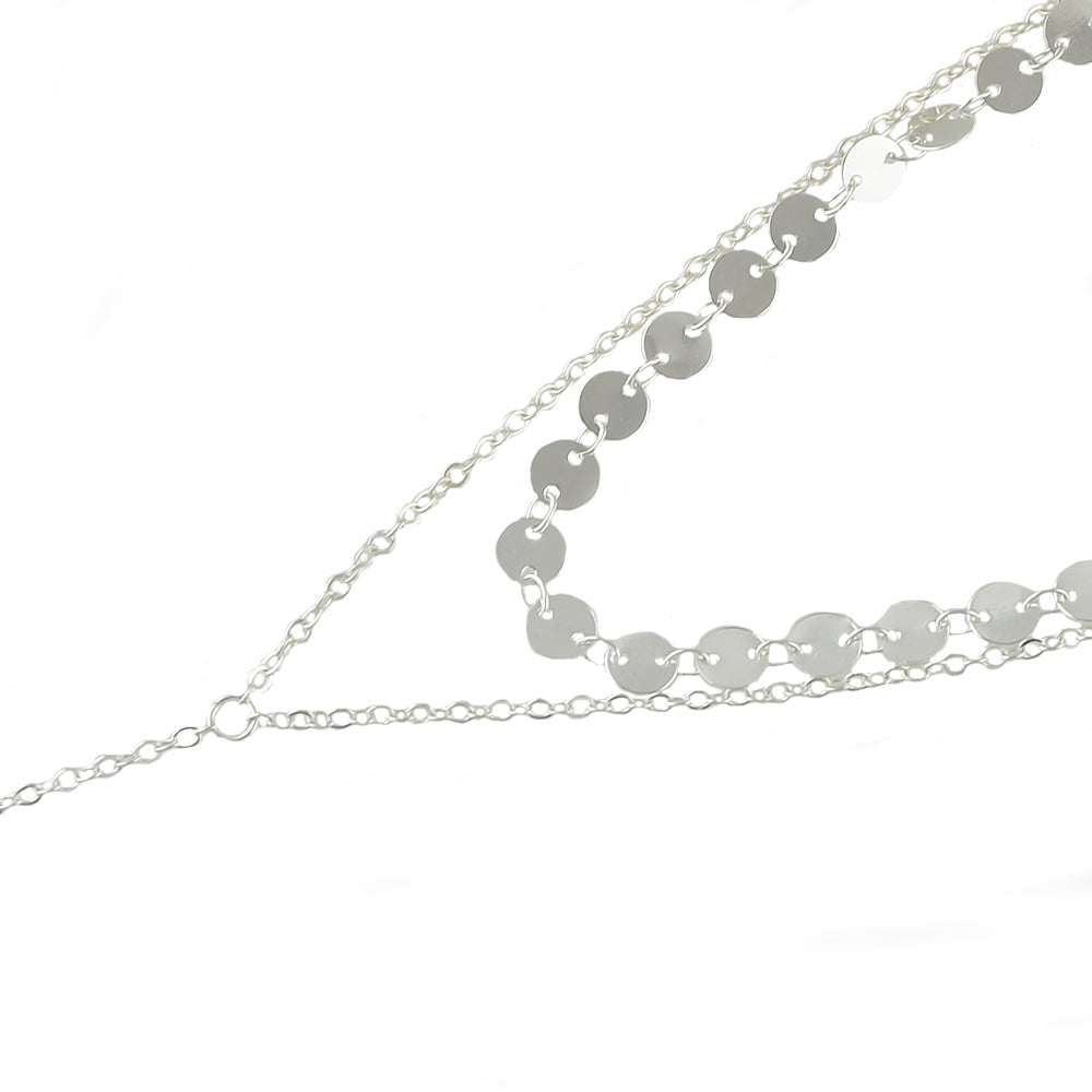 Gold Silver Double layer Round Disc Fringe Chain Necklace Tassel Collar Gift