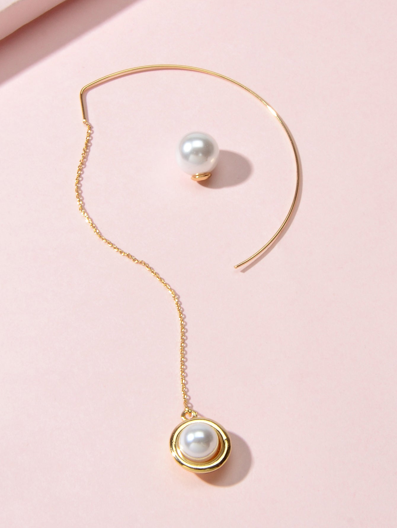Designer Jewelry 1pc Gold Metal Long Chain Pearl Dangle Pendant Women Earrings