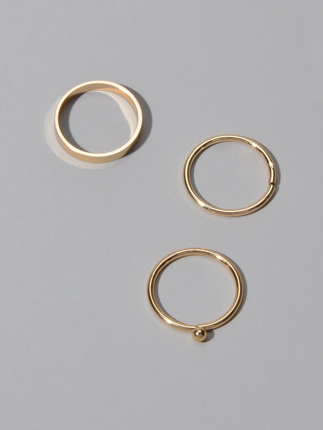 Stackable 3 pcs Gold Metal Minimalist Finger Ring set Multiple Rings Bulk Pack