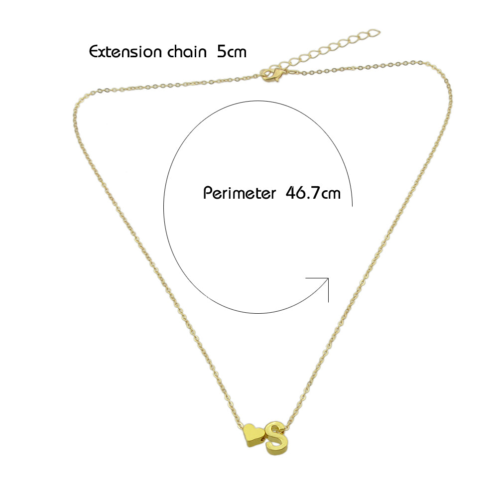 Minimalist Jewellery Gold Chain Letter S Heart Pendant Necklace Women Accessory
