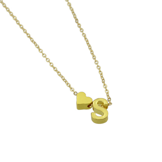 Minimalist Jewellery Gold Chain Letter S Heart Pendant Necklace Women Accessory