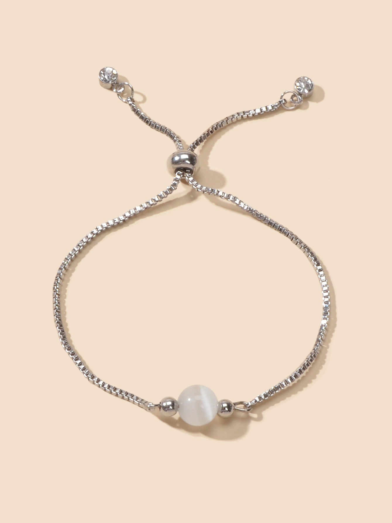 AU Stock Rhinestone Beads Decor Adjustable Chain Cat's Eye Cymophane Bracelet