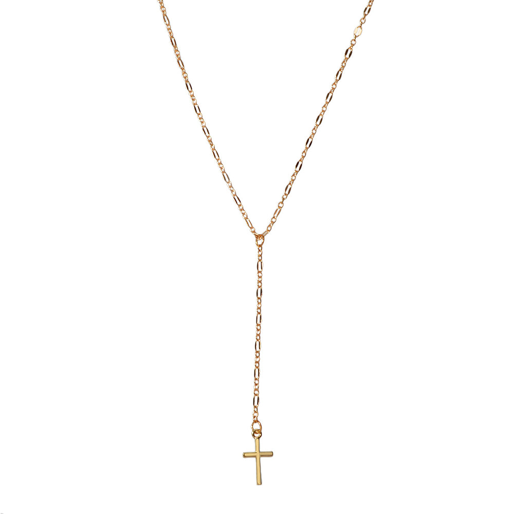 Punk Jewellery Gold Chain Y-lariat Cross Pendant Fringe Necklace Wholesale Price