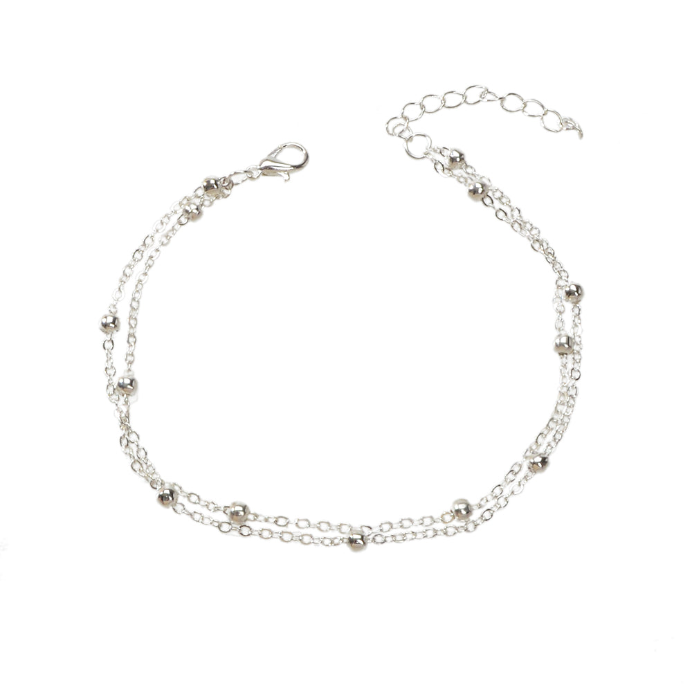 Summer Accessories Gold Silver Doublelayer Chain Anklet Holiday Beach Jewellery