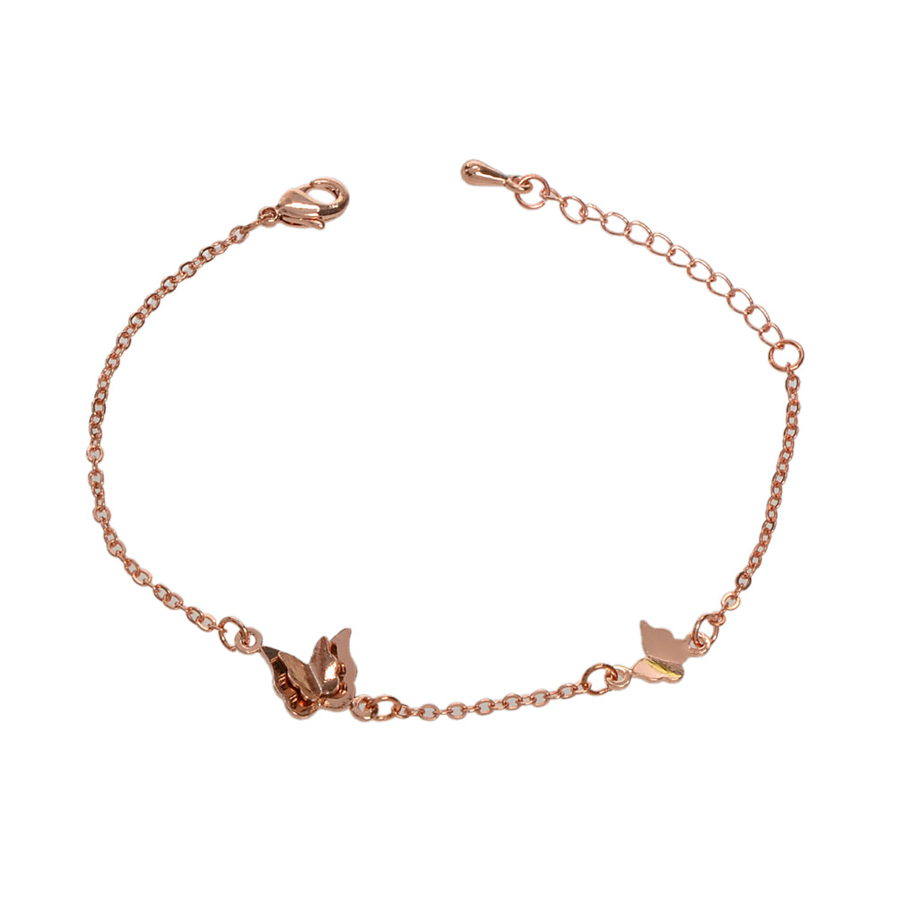Anniversary Wedding Jewellery Rosegold Chain Butterfly Charm Bracelet Women Gift