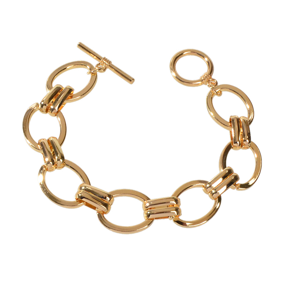 Goth Punk Hip Hop Gold Circle Link Chain Bracelet Wholesale Women Accessories