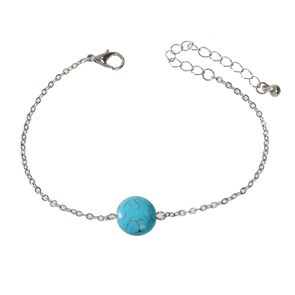 Indian Ethnic Jewelry Gold Silver Chain Turquoise Bracelet Bohemian Accessories