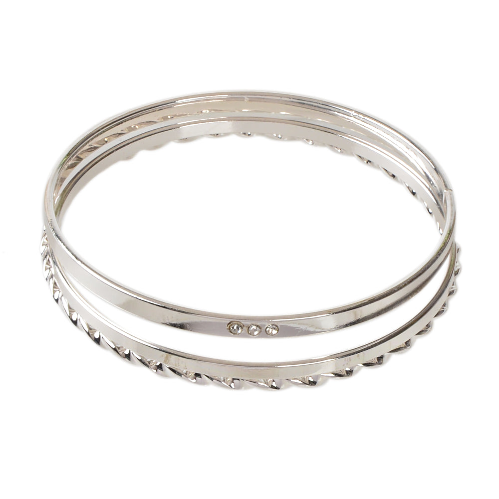 3 pcs Ladies Jewellery Rhinestone Silver Multiple Stackable Bangles Bracelet set