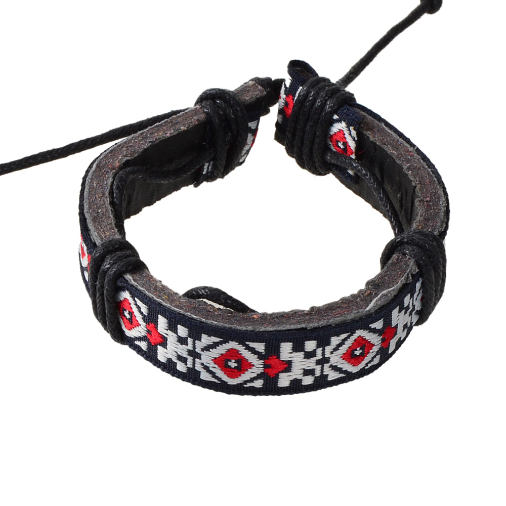 Bohemian Jewellery Handmade Geometric Pattern Leather Adjustable Ethnic Bracelet