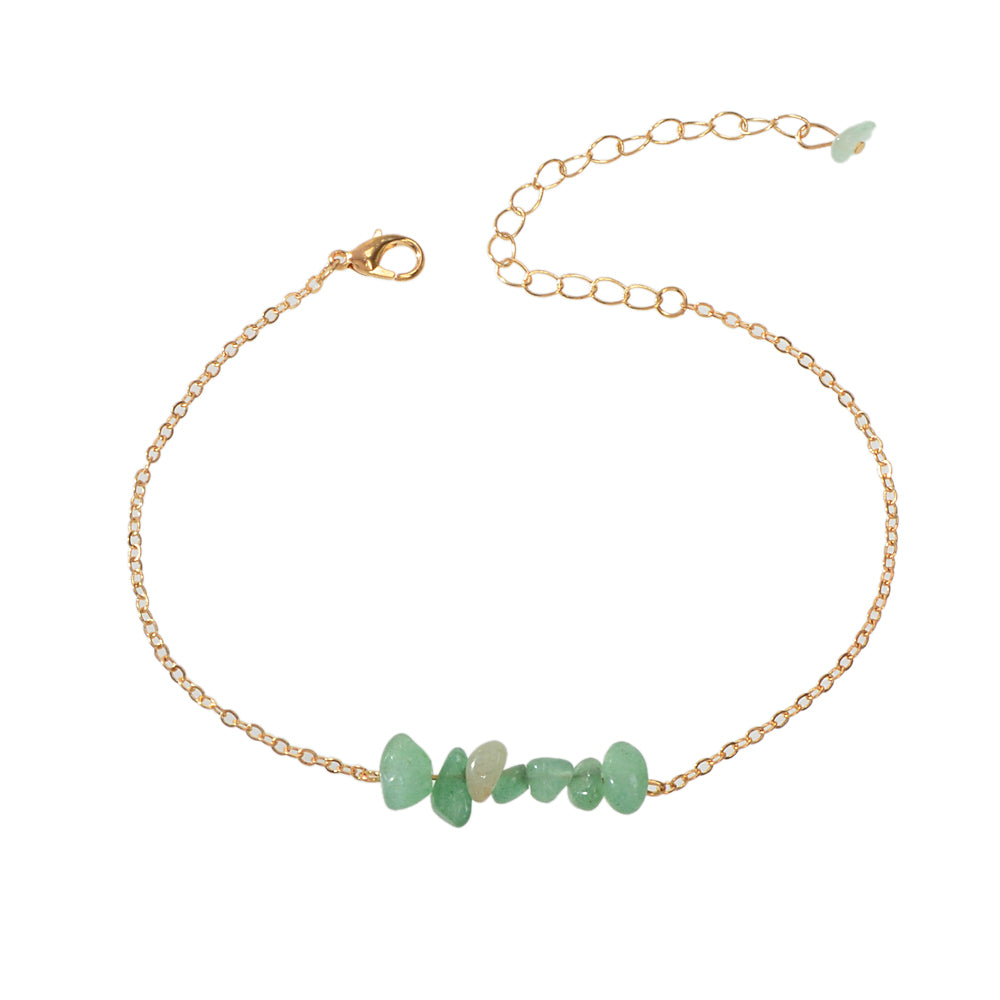 Gold Chain Green Purple Natural Stone Anklet Bracelet Summer Beach Jewellery